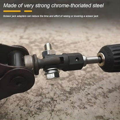 Zpana 1/2 Inch Drive Scissor Jack Drill Adapter Chrome Vanadium Steel | Suitable for 1/2 inch impact or 13/16 inch lug wrench, converts manual lifting, groove adapter design, auto repair tools