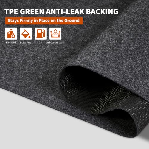 Garvee Garage Floor Mat 7.5' x 20', Thick Premium Felt with Waterproof Backing, Heavy Duty Oil Absorbent Non-Slip Mat Protects Garage Floor for Large SUV, MPV, Pickup Truck & RV - size: 7.5' x 20'