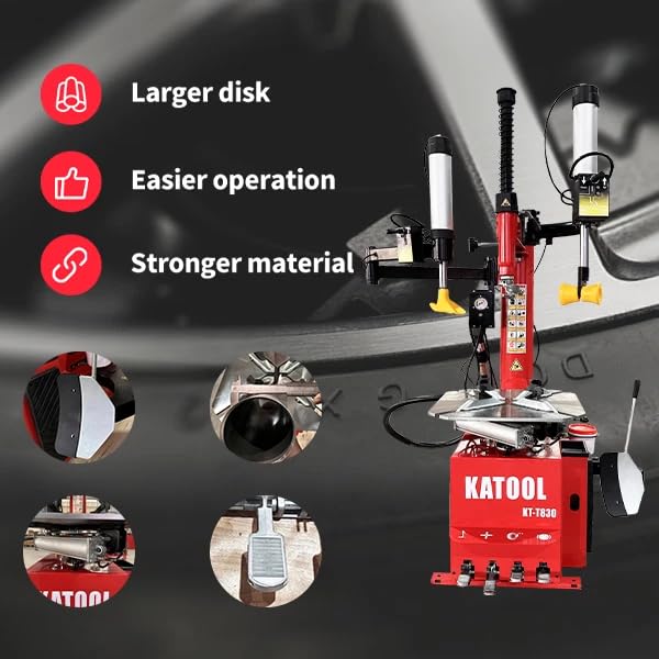 2.0 HP Tire Changer Automatic Wheel Changers Rim Clamp Assist with Double Arms Repair Helpers Equipments with Bead Blaster