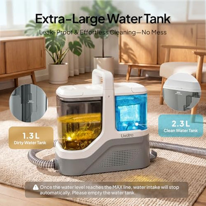 Portable Carpet Cleaner Machine for Pet Stains Upholstery Car Interior, 16kPa Powerful Suction Spot Cleaner with 2.3L+1.3L Dual Tank Self-Cleaning for Couch Rug Stairs Sofa Handheld Deep Cleaner