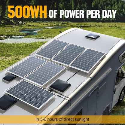 SOLPERK 100 Watt Solar Panel 12 Volt, 100W Solar Panel High-Efficiency Monocrystalline Solar Panels for Home, RV, Camping, Marine, Rooftop, Off-Grid Applications - size: 100W Single Panel