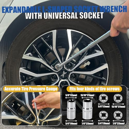 Scissor Car Jack Kit 2.5 Ton (5512 lbs) Portable Tire Changing Kit | Universal Heavy Duty Car Lift with Lug Wrench, Rubber Jack Pad, Emergency Spare Tire Repair Jack Tool for Tesla Sedan SUV MPV