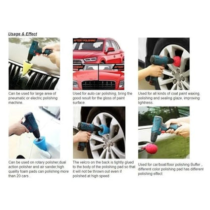 Car Polishing Pad Buffing Foam Sponge Pad Cone Polisher Buffer Pad Automotive Waxing Kit for Car Wheel Hub Headlight Polishing - color: 8pc