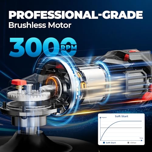 Dong Cheng 20V Brushless Cordless Polisher, Includes 4.0Ah Batteries, 500-3000RPM Buffer Polisher, 6-Speed with 6" Car Polisher Pad, Rotary Polisher for Car Detailing & Polishing.
