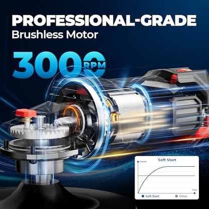 Dong Cheng 20V Brushless Cordless Polisher, Includes 4.0Ah Batteries, 500-3000RPM Buffer Polisher, 6-Speed with 6" Car Polisher Pad, Rotary Polisher for Car Detailing & Polishing.