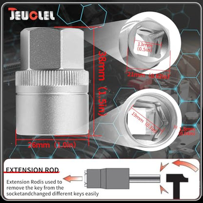 22PCS Wheel Locking Nut Key Kit Compatible with Audi 2002-2012 | Wheel Lock Nut Socket Adapter Set, Anti-Theft Lug Removal Tool, Anti-Theft Screw Remover, Repair Tool, Tyre Fitting, garage - size: 22pcs Socket Set