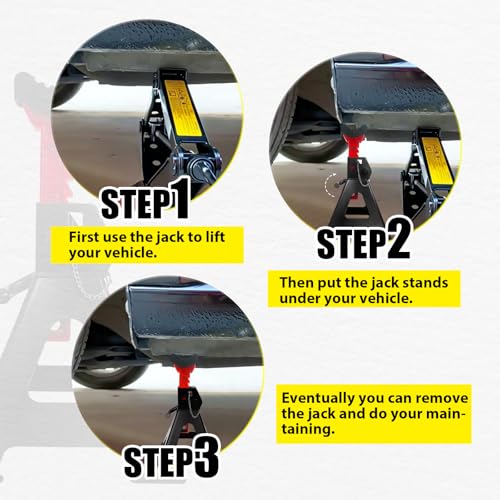YATOINTO 6 Ton Jack Stands, 15.6"-23.4" Adjustable with Double Pin Locking,Heavy Duty Jack Stands with Extra Rubber Pads,Car Lifts for Home Garage,Lifting Various Vehicles,1 Pair Black - color: Black+Red, size: 6 Ton Double Pin Locking with Rubber Pads