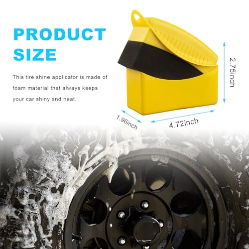 Augeny 2PCS Tire Dressing Applicator, Reusable Car Tire Shine Sponge Pad With Lid, Durable Foam Auto Wheel Detailing for Vehicle Waxing Polishing Cleaning (Yellow) - color: Yellow