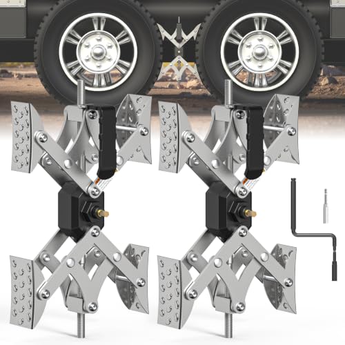 X-Shaped RV Wheel Stabilizer Chocks for RV Camper Trailers & Trucks 2 Pack | Fit RV Tire 3” to 11”Wide, Drill Adjustable, Anti-Rust Coating X Chocks, Heavy Duty for 5th Wheel Prevent Shaking&Wobble - color: Silver
