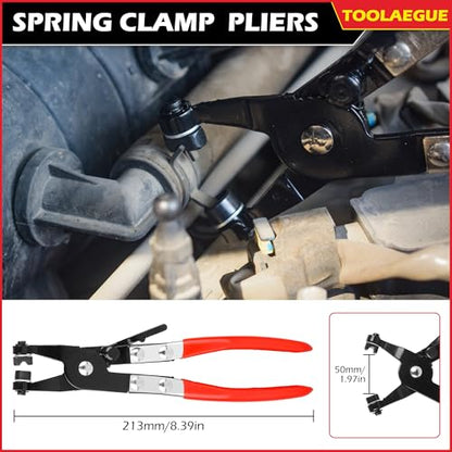 TOOLEAGUE 8Pcs Fuel Line Disconnect Pliers Set,Hose Pipe Clamp Clip | Fuel Filter Caliper,Panel Clip/Spring Clamp/Hose Removal/Relay Puller/Plier,30 Degree Push Pin/Car Trim Removal Tool for Auto