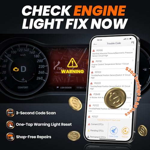 ANCEL AD310 BT OBD2 Scanner with Bluetooth APP Upgraded AD310, Car Code Reader with Battery Voltage Monitor, Live Data, I/M Readiness, DTC Lookup Check Engine Code Reader for 1996+ Vehicles