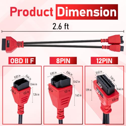 12+8 Pin Connector to OBD2 Adapter, 2.6FT Secutiry Gateway Bypass Cable, 12+8 Cable Suitable for Chrysler SGW Equipped FCA Vehicles for Diagnostic, Fit for Scanners MK808 MK808S MX808 MS906 Pro MS908S - size: 2.6 FT