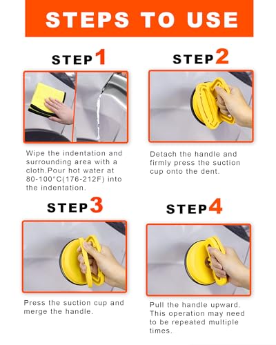 3 Pack Metal Car Dent Puller, Suction Cup Dent Puller with Microfiber Cloth, Heavy Duty Paintless Dent Removal Kit,Dent Puller Kit for Classic Car Hail Repair（1pcs Large + 2pcs Small Suction Cups） - color: C/3PCS Metal Suction Cup