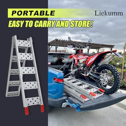 LIEKUMM 83" ATV Ramps 2-Pack, 960 lbs Capacity Folding Loading Ramps for Pickup Trucks, Heavy Duty Truck Ramps for Trailer, Lawn Mower (Silver) - size: 83"L(Silver/2PCS)