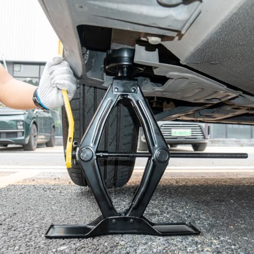 Scissor Jack 1.8 Ton Kit for Tesla Model 3 Y | Detachable extension column. Extra wide base. 2 rubber pads for Tesla + universal. Ratchet wrench. Storage bag included. - style: Changeable Head + Lug Wrench