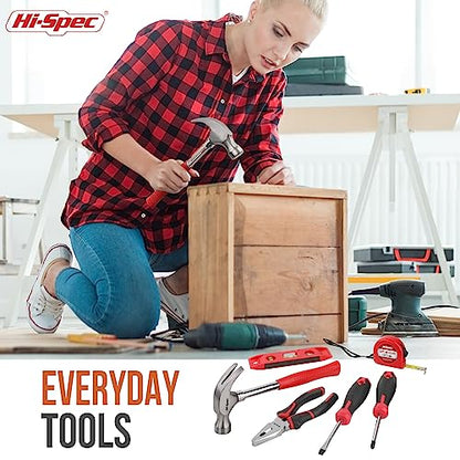Hi-Spec Household Starter Tool Kit with Compact Carry Toolbox, Red | 38pc, everyday fixes made easier, organized portable storage, beginner-friendly selection, apartment and office tasks, tidy - color: Red