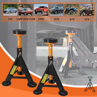 BESTOOL Jack Stands 4 Ton, Adjustable Car Jack Stand, 2 Pack | Heavy-Duty Carbon Steel; Dual Locking Pins; 7-Position 13.5–21.6 in Height; For Cars, SUVs & Light Trucks - color: Standard Jack Stand