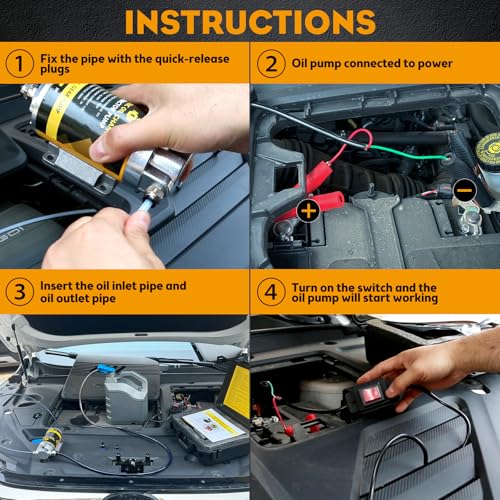 MILADO 12V 100W Oil Change Extractor Pump, Electric Engine Oil Transfer Pump for Engine/Transmission/Gear Oil with Portable Case (Engine Oil Pump-N) - color: Engine Oil Pump-N