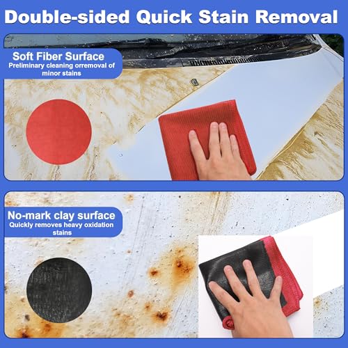 Clay Towel 2 Pack 12 x 12 Inch, Clay Bar Towel for Auto Detailing Microfiber Car Cloth Cleaner Automotive for Car Detailing (2, Red, 12 x 12 Inch) - color: Red