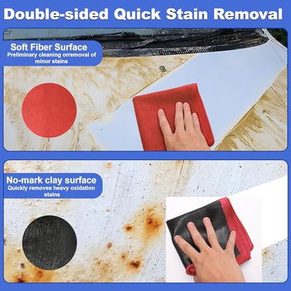 Clay Towel 2 Pack 12 x 12 Inch, Clay Bar Towel for Auto Detailing Microfiber Car Cloth Cleaner Automotive for Car Detailing (2, Red, 12 x 12 Inch) - color: Red