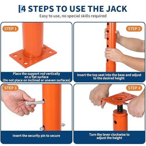 2 Pack Jack Post, House Floor Jack with 53"-93" Height Range, 18000 LBS Lifting Joist Beam Basement Jacks for Leveling, Lifting - size: 53 - 93 in