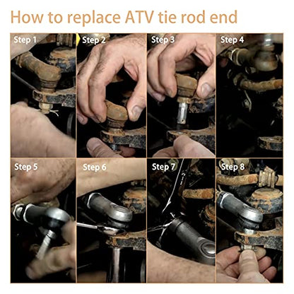 Tie Rod End Kit, Compatible With 00-12 Yamaha Big Bear 400, 04-06 Bruin 350 | Fit for 03-06 Kodiak 400 / 450, 07-12 Grizzly 350 / 400 / 450, 06-10 Wolverine 350 / 450 Ball Joint Set ATV UTV Accessories - size: 2000-2012 Yamaha Big Bear 400