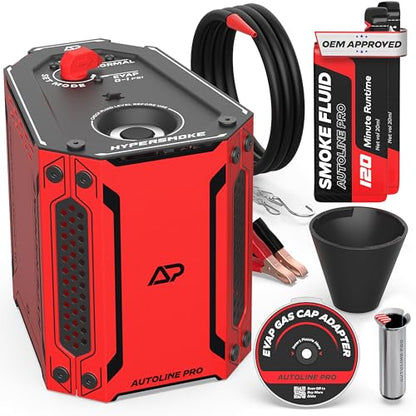 AutoLine Pro HyperSmoke™ Automotive Smoke Machine EVAP Vacuum Leak Tester – Adjustable Pressure – OEM Approved Smoke Fluid – Built-in Air Compressor Motor – Includes Cone and Gas Cap EVAP Adapter. - style: + Cone + EVAP Gas Cap
