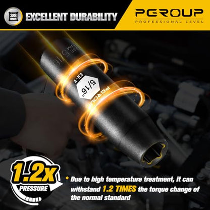 3/8” Drive Deep Impact Socket, SAE(5/16 Inch socket), 6-Point, Cr-V Steel With Black Manganese Phosphate Coating - size: 5/16-inch