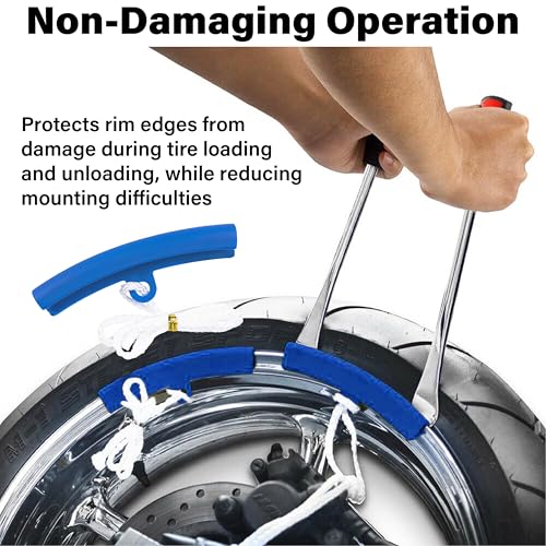 12.2 Inch Tire Spoons, Dirt Bike Tire Changing Tools, Tire Changing Kit, Tire Removal Tool, with Rim Protector, Valve Tool, Valve Cores and Caps, for Motorcycle/Lawn Mower/Tractor/Bicycle (Blue) | Tire Removal Tool, with Rim Protector, Valve Tool, Valve C