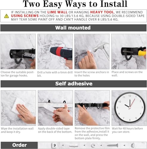 Black Broom Holder Wall Mount, 5 Racks 4 Hooks Mop and Broom Organizer | Mop Holder Wall Mount and Broom Hanger for Garage, Laundry Room, Kitchen and Utility Storage - color: 5 Racks & 4 Hooks (Black) - 1 Pack