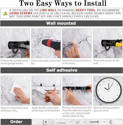 Black Broom Holder Wall Mount, 5 Racks 4 Hooks Mop and Broom Organizer | Mop Holder Wall Mount and Broom Hanger for Garage, Laundry Room, Kitchen and Utility Storage - color: 5 Racks & 4 Hooks (Black) - 1 Pack