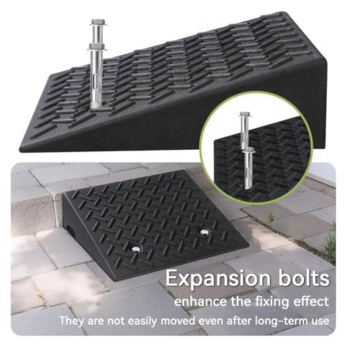 2 Pack Rubber Curb Ramps for Driveway, 5" Height, Heavy Duty 4 Ton (8818 lbs) Capacity, for Lawn Mower, Wheelchair, Motorcycle, Car, Loading Dock & Threshold - size: 5" Rise