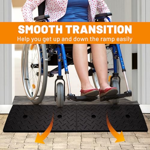 2 Pack 4'' Rise Rubber Curb Ramp Heavy Duty Loading Rubber Curb Ramps，Suitable for Cars, Bicycles, Motorcycles, Lawn Mowers, Mobile Pets (38.6 x 11.8 x 4 Inch) - size: 4" Rise