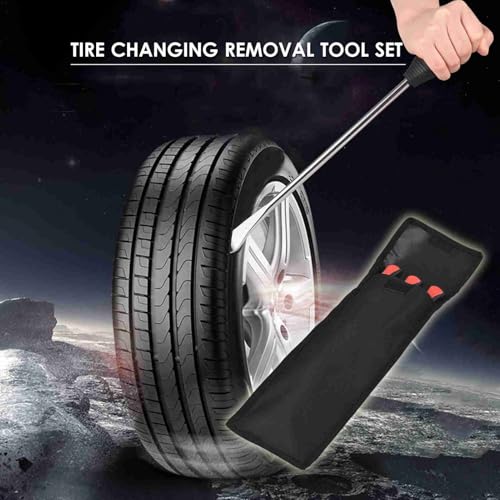 ZJchao Tire Lever Set Durable Multi Functional Tire Spoon Tyre Changing Tool with Protectors Valve Cores for Bike Motorcycle Car Repair and Removal Steel Material 3 (Red 02)