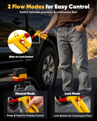 Fuel Transfer Pump Compatible with DeWalt 20V & Milwaukee M18(Tool Only) | 4 GPM Cordless Fuel Transfer Pump, Gas Can Pump with 3 Power Options, for Gasoline, Diesel, Kerosene (Battery Not Included)