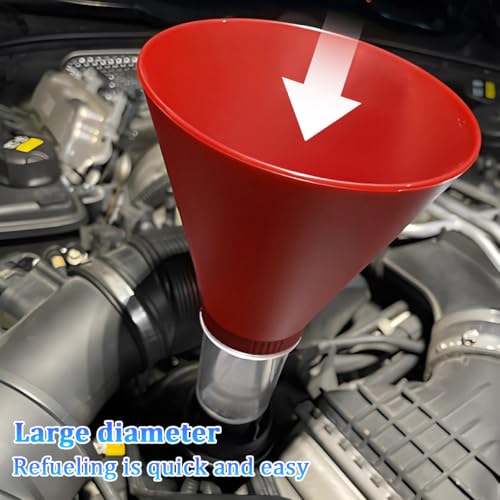Car Engine Oil Funnel, Vehicle Threaded Locking No Spill Spout Directly into Filler Funnel, Automotive Diesel Change Tool, Compatible with Avalon Tercel Venza (Red) - color: Red