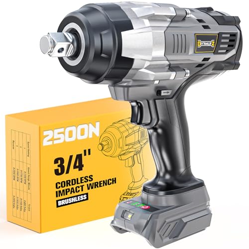 DIYtoolifz 3/4" Cordless Impact Wrench Compatible with Dewalt 20V Battery: 1850FT-LBS(2500N.m) High Torque Impact Driver, Auto-Stop Reverse, 4-Speed Heavy Duty Impact for Car/Truck/Mower(Bare Tool) - size: 3/4 inch, style: Compatible with Dewalt 20V Batte