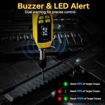 YIYEIE 46-Pc Digital Torque Screwdriver, 3.5-70.8 In-lbs, ±1% Accuracy, 1/4 Inch Pound Torque Screwdriver, Buzzer & LED Alert, with S2 Bits & Tools for Bike Repair, Scope Mounting & Electronics