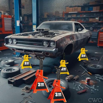 Fits Daytona 3 Ton Heavy Duty Ratcheting Jack Stands (Metal Orange) - color: Metal Orange