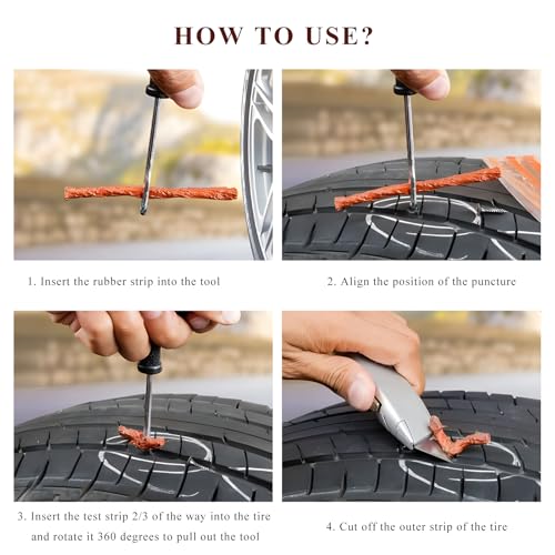 100 PCS Tire Repair Strings, 4" × 1/4" Auto Tire Plug Insert String Self Vulcanizing Strips Kit, Heavy Duty Rubber Repair Plugs for Car Truck Motorcycle Tubeless Tires - color: 100 PCS