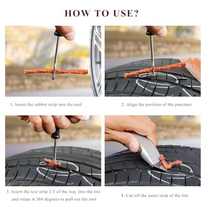 50 PCS Tire Repair Strings, 4" × 1/4" Auto Tire Plug Insert String Self Vulcanizing Strips Kit, Heavy Duty Rubber Repair Plugs for Car Truck Motorcycle Tubeless Tires - color: 50 PCS