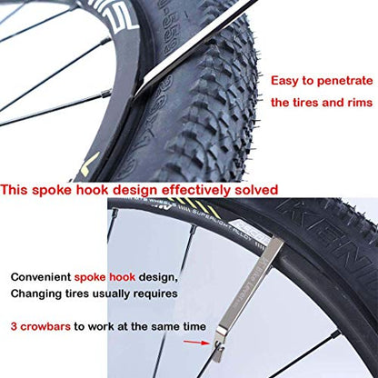 Premium Bicycle Tire Lever Tyre Spoon Iron Changing Tool, Bike Tire Levers Premium Stainless Steel Levers to Repair Bike Tube, Best Tire Changing Tool, Set of 5 - color: 5 Pcs