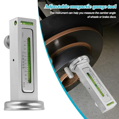 Car Adjustable Magnetic Gauge Tool, Vehicle Camber Castor Strut Tire Alignment Tools with Magnetic Base, Automotive Wheel Repair Accessories, Universal for SUV RV Truck (Silver) - color: Silver