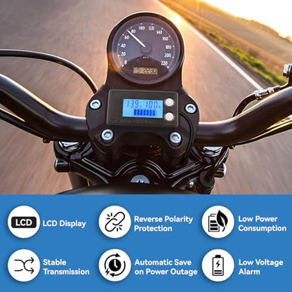 DROK Waterproof Battery Monitor 12V 24V 36V 48V 72V Battery Meter 8-100V, Capacity Tester LCD Display with Blue Backlight, Fit for Car Golf Cart RV Marine - color: Blue