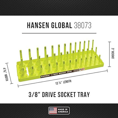 Hansen Global 3 Row Socket Holder, Hi-Viz Yellow, Pack of 6 - color: Hi-viz Yellow