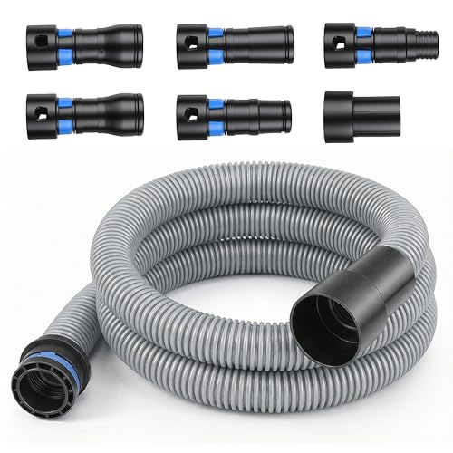 10 FT Durable Dust Collection Hose Kit - Universal Fit for Home & Shop Vacuums, 6-Piece Expanded Multi-Brand Adapter Set for Woodworking Power Tools/Sander, 2-1/8" Standard Connection prime&swift - size: 10FT