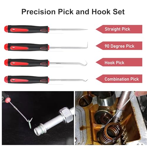 GLK Trim Removal Tool Pry Tool Kit | Door Panel Removal Tool, Fasteners Remover, Automotive Hook Set, 9pcs - color: Red