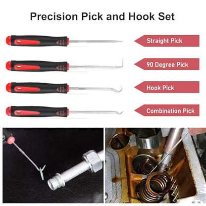 GLK Trim Removal Tool Pry Tool Kit | Door Panel Removal Tool, Fasteners Remover, Automotive Hook Set, 9pcs - color: Red