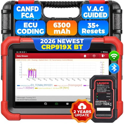 Launch X431 CRP919XBT Wireless Bidirectional Scan Tool with ECU Code, CANFD&DoIP, 2026 All System Diagnostic OBD2 Scanner, FCA AutoAuth, VAG Guided, 35+ Resets, 2 Yrs Free Update, Upgraded of CRP919X