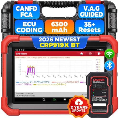 Launch X431 CRP919XBT Wireless Bidirectional Scan Tool with ECU Code, CANFD&DoIP, 2026 All System Diagnostic OBD2 Scanner, FCA AutoAuth, VAG Guided, 35+ Resets, 2 Yrs Free Update, Upgraded of CRP919X